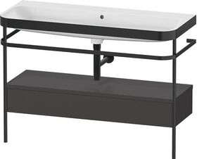 Duravit Waschtischset HAPPY D.2 PLUS 1175x490mm o Hahnloch graphit supermatt