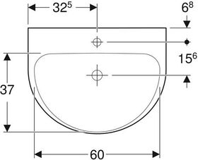 Geberit Waschtisch RENOVA m Hahnloch ohne Überlauf 650x500mm weiß