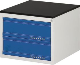 Schubladenschrank BK 650 H460xB580xT650mm lichtgrau/blau 2Schubl.Einfach.TECWERK