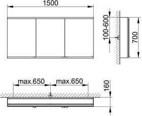 Keuco Spiegelschrank ROYAL MODULAR 2.0 Breite 1500mm Höhe 700mm Tiefe 160mm