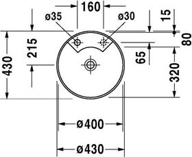 Duravit Einbauwaschtisch ARCHITEC o ÜL m HLB d= 400mm 1 Hahnloch weiß