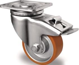 Lenkrolle D.80mm Trgf.180kg m.Festst.PU Platte L100xB85mm Rl.braun TECWERK