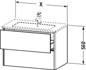 Duravit Waschtischunterbau XSQUARE 610x560x478mm 2 Sk ta s-matt ES NB Mi.