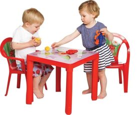 Kindertisch rot m. Aufdruck sortiert