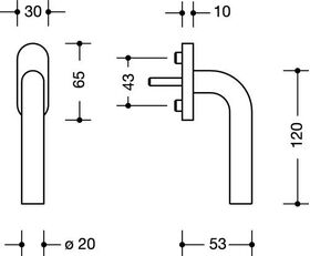 Fenstergriff 111FG.6 35mm Ku.99 reinweiß 35mm Stand.HEWI