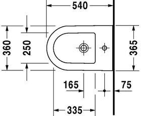 Duravit Wand-Bidet DARLING NEW m ÜL HLB 370x540mm 1 Hahnloch weiß WG