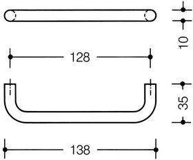 Möbelgriff 548.138B PA 90 tiefschwarz ma 128mm D.10mm HEWI