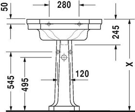 Duravit Waschtisch 1930 m ÜL HLB 3 Hahnlöcher 700x500mm weiß WG