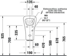 Duravit Elektro-Urinal DURASTYLE 300x340mm Bat Zul v hint m Fliege we WG