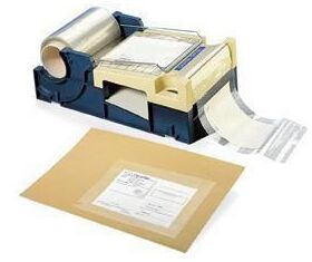 Abrollgerät m.Messer f.Adressen-Schutzfilm B.130-150mm blau/weiß TRANSPAK