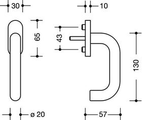 Fenstergriff 111FG.1 30mm Ku.99 reinweiß 30mm Stand.HEWI