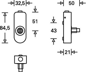 Fenstergriffadapter 34 0000 07650 VA f.matt 34mm m.Rastung FSB