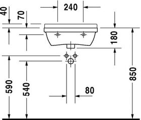Duravit Waschtisch STARCK 3 MED o ÜL m HLB HL-Vorstich 500x360mm weiß