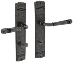 Langschildschildgarnitur Helena Zamak F77 Grau WC 72mm DIN L/R INTERSTEEL