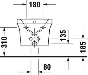 Duravit Wand-Bidet P3 Comforts m ÜL HLB 380x570mm 1 Hahnloch weiß WG