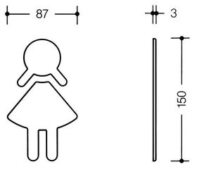 Symbol Frau 801.91.020 PA Farb-Nr.97 B.87mm H.150mm S.3mm HEWI