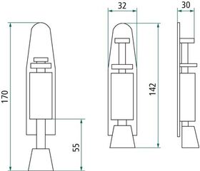 Türfeststeller 0035.4440 VA ma Hubh.28mm Türmontage INTERSTEEL