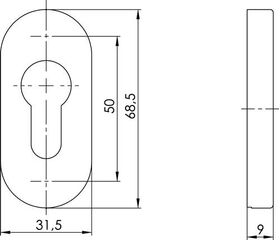 Schlüsselrosette 6679 PZ AL Alu.F1 Schildst.9mm PZ ov.OGRO