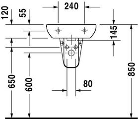 Duravit Handwaschbecken D-CODE m ÜL HLB 450x340mm 1 Hahnloch weiß