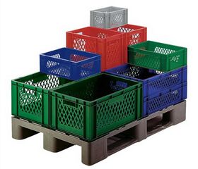 Transportbehälter L600xB400xH270mm grau PP Durchfassgr.Seitenwände durchbrochen