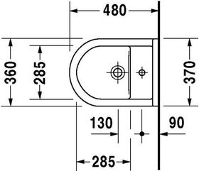 Duravit Wand-Bidet STARCK 3 COMPACT m ÜL HLB 360x475mm 1 Hahnloch weiß WG