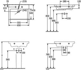 V&B Schrankwaschtisch SUBWAY 3.0 650x470mm o ÜL o HL stone white C+