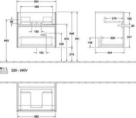 V&B Waschtischunterschrank COLLARO 604x546x444mm m LED-B. Soft Grey