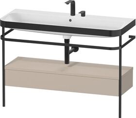 Duravit Waschtischset HAPPY D.2 PLUS 1175x490mm 2 Hahnlöcher taupe seidenmatt