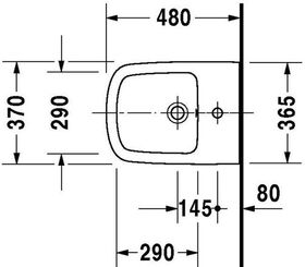 Duravit Wand-Bidet DURASTYLE COMPACT m ÜL HLB 370x480mm 1 Hahnloch weiß WG