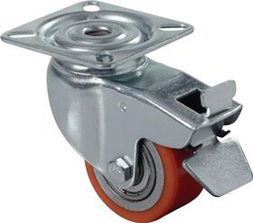 Lenkrolle m.Festst.D.50mm Trgf.120kg m.Platte kompakt PU BS ROLLEN