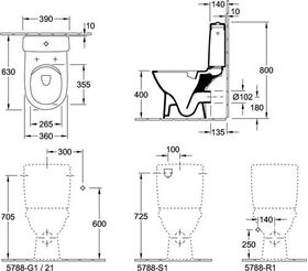 V&B Stand-WC Compact O.NOVO ti. 360x610mm spülrandl DirectFlush we