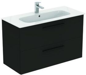 IDS Waschtisch/Möbel-Paket i.life A 100cm, Griff Schwarz Carbongrau matt IDEAL STANDARD