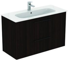 IDS Waschtisch/Möbel-Paket i.life A 100cm, Griff Schwarz Coffee Oak IDEAL STANDARD