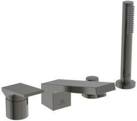 IDS 4-Loch-Badearmatur EXTRA m Handbr mit Wanneneinlauf magnetic grey IDEAL STANDARD