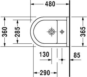 Duravit Wand-Bidet STARCK 3 COMPACT m ÜL HLB 360x475mm 1 Hahnloch weiß WG
