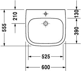 Duravit Waschtisch D-CODE VITAL MED o ÜL m HLB 600x550mm ohne Hahnloch weiß