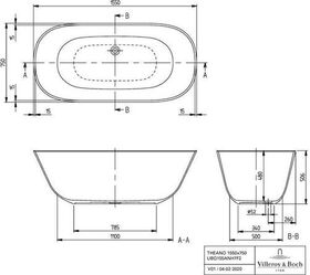 V&B Freistehwanne SOLO THEANO 1550x750mm grey