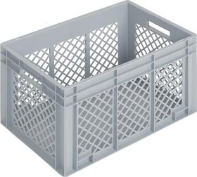 Transportbehälter L600xB400xH340mm grau PP Durchfassgr.Seitenwände durchbrochen