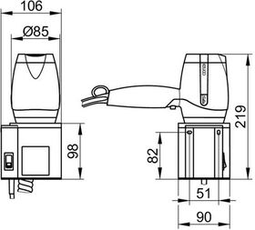 Keuco Haartrockner PLAN m Wandhalterung Edelstahl-finish/schwarz