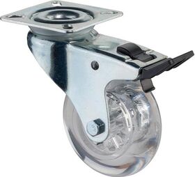 Lenkrolle m.Festst.D.75mm Trgf.50kg m.Platte m.Festst.Ku.transp.BS ROLLEN