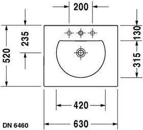 Duravit Möbelwaschtisch DARLING NEW m ÜL HLB 630x520mm 3 Hahnlöcher weiß