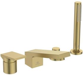 IDS 4-Loch-Badearmatur EXTRA m Handbr mit Wanneneinlauf brushed gold IDEAL STANDARD
