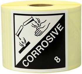 Etiketten Maße 100x100mm Papier weiß/schwarz Aufdruck Corrosive TRANSPAK