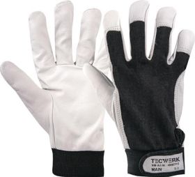 Handschuhe Main Gr.9 schwarz/naturfarben EN 388 PSA II TECWERK - VPE: 10