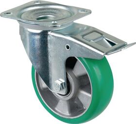 Lenkrolle D.160mm Trgf.300kg m.Festst.PU 138x109mm grün BS ROLLEN