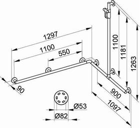 Keuco Duschhandlauf PLAN CARE m Bsta 1297/1097/1263mm vc