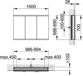 Keuco Spiegelschrank ROYAL MODULAR 2.0 Breite 1000mm Höhe 700mm Tiefe 120mm