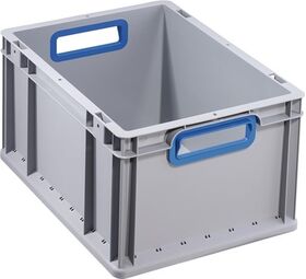 Transportstapelbehälter L400xB300xH220mm grau PP offener Griff blau
