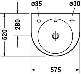 Duravit Waschtisch ARCHITEC m ÜL HLB 575x520mm HL-Vorstich weiß