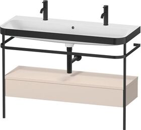 Duravit Waschtischset HAPPY D.2 PLUS 1175x490mm ein Hahnloch taupe seidenmatt